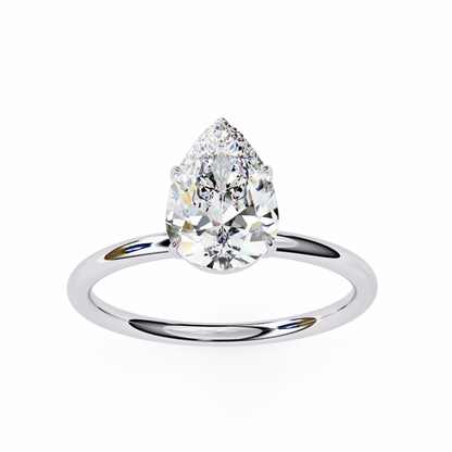 1.00 CT Pear-Cut Lab-Grown Diamond Solitaire Engagement Ring in 14K Gold