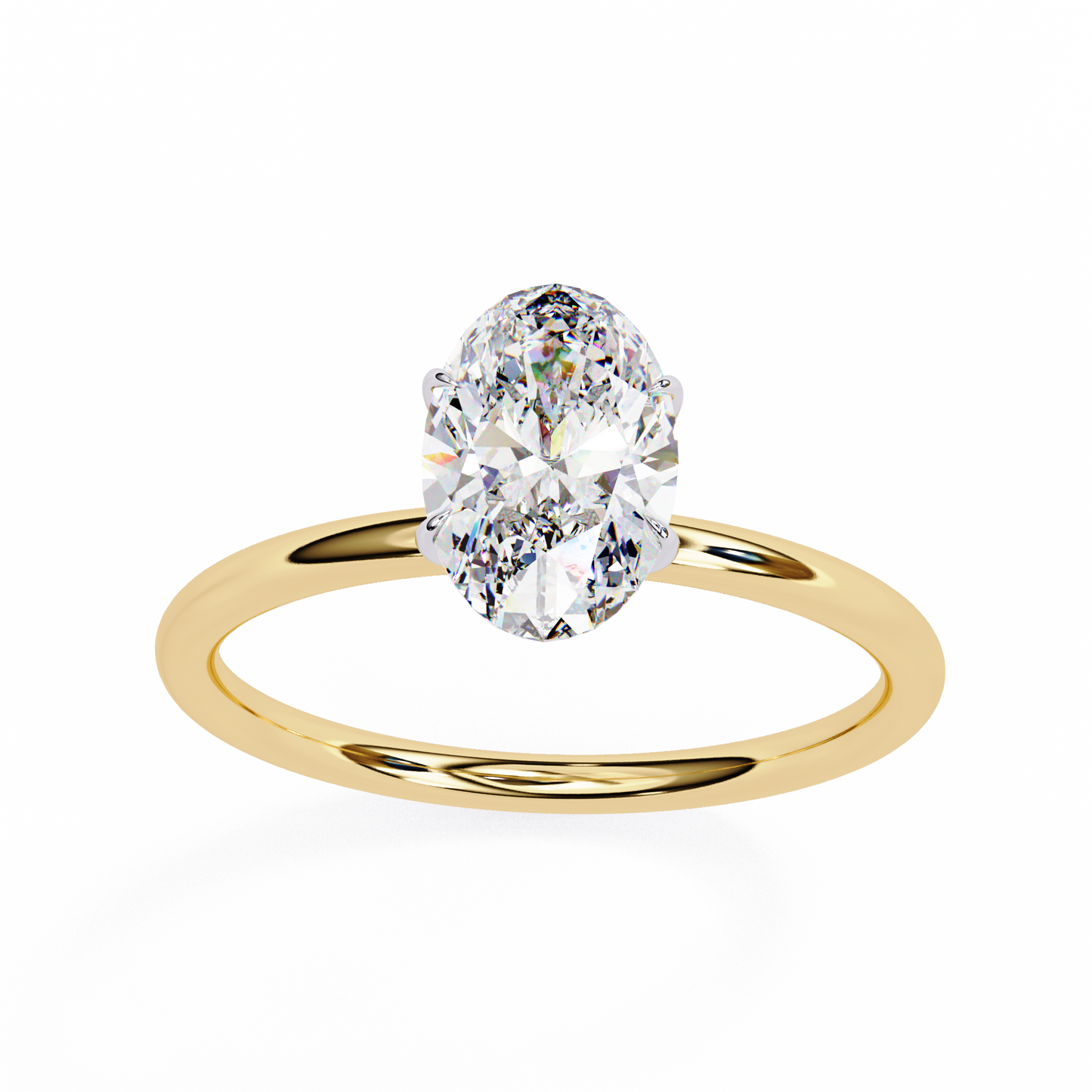 1.00 CT Oval-Cut Lab-Grown Diamond Solitaire Engagement Ring in 14K Gold
