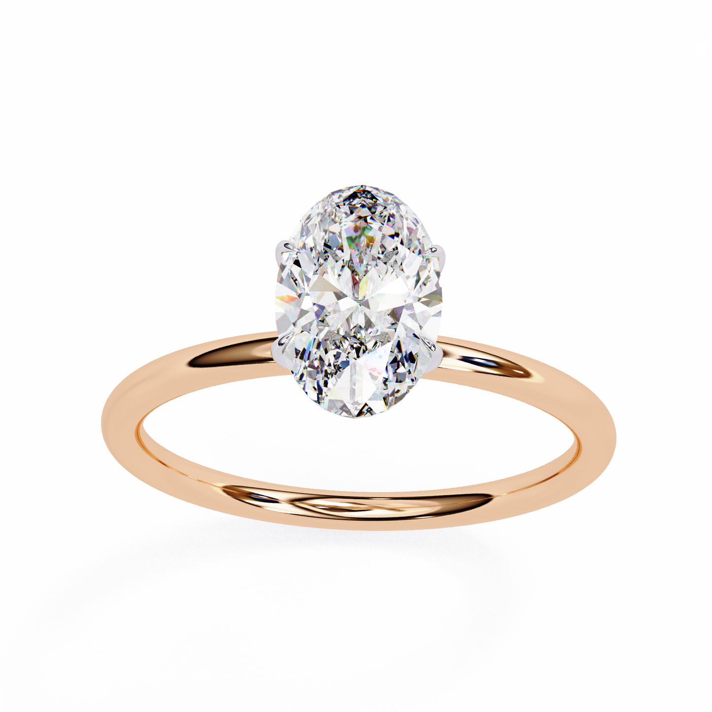 1.00 CT Oval-Cut Lab-Grown Diamond Solitaire Engagement Ring in 14K Gold