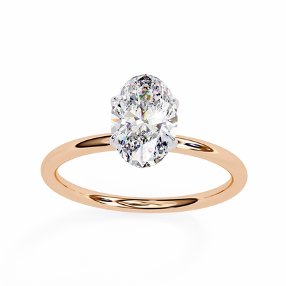 1.00 CT Oval-Cut Lab-Grown Diamond Solitaire Engagement Ring in 14K Gold