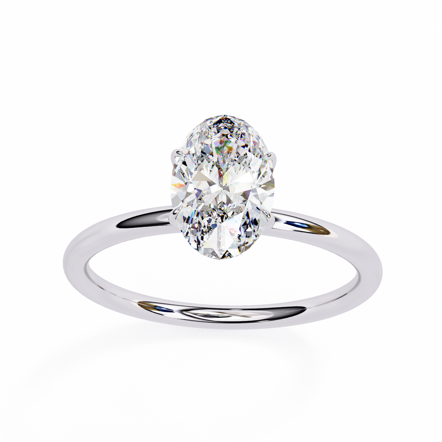 1.00 CT Oval-Cut Lab-Grown Diamond Solitaire Engagement Ring in 14K Gold