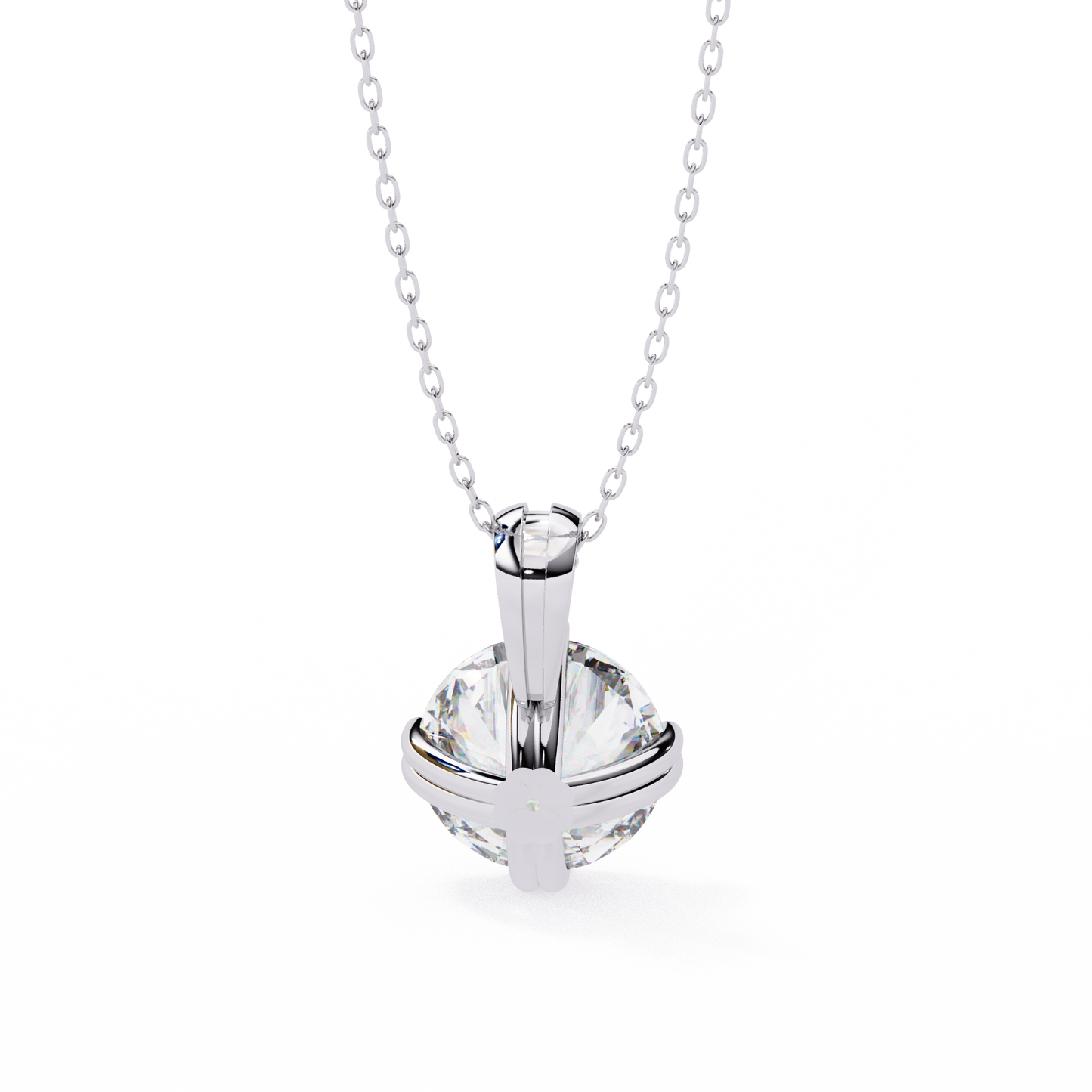 2.00 CT Round Lab-Grown Diamond Double-Prong Solitaire Pendant Necklace in 14K Gold & Platinum