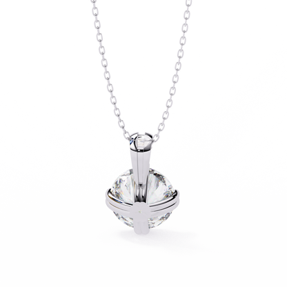 2.00 CT Round Lab-Grown Diamond Double-Prong Solitaire Pendant Necklace in 14K Gold & Platinum