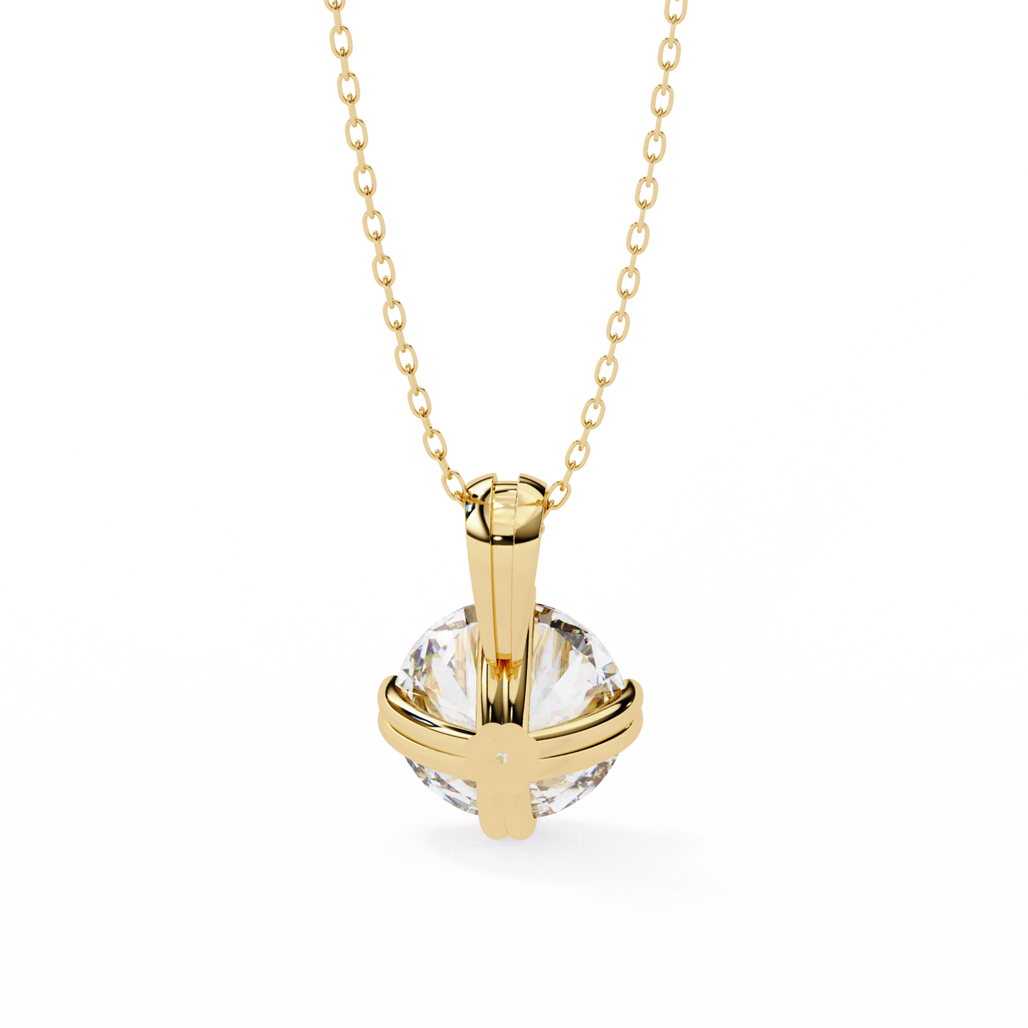 2.00 CT Round Lab-Grown Diamond Double-Prong Solitaire Pendant Necklace in 14K Gold & Platinum