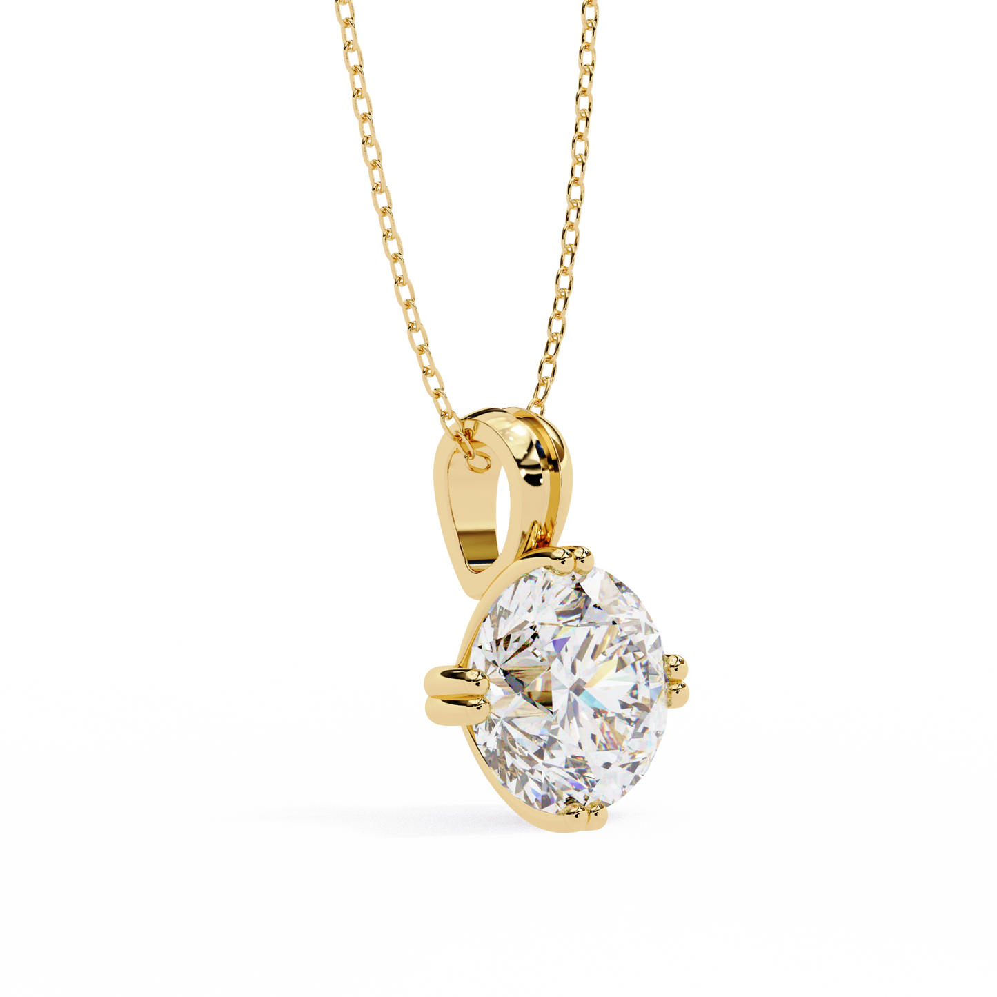 2.00 CT Round Lab-Grown Diamond Double-Prong Solitaire Pendant Necklace in 14K Gold & Platinum