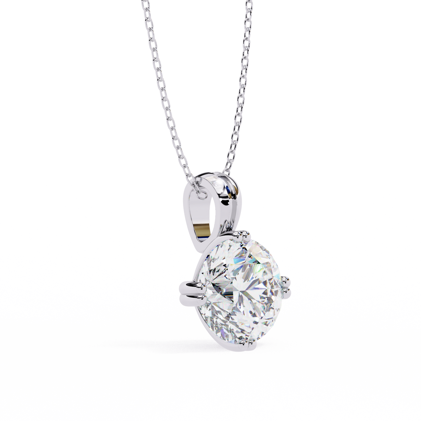 2.00 CT Round Lab-Grown Diamond Double-Prong Solitaire Pendant Necklace in 14K Gold & Platinum