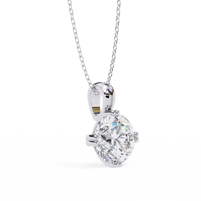 2.00 CT Round Lab-Grown Diamond Double-Prong Solitaire Pendant Necklace in 14K Gold & Platinum