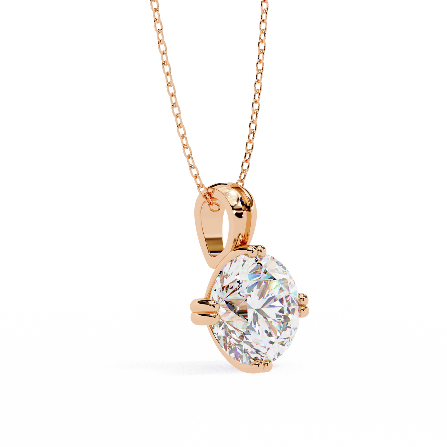2.00 CT Round Lab-Grown Diamond Double-Prong Solitaire Pendant Necklace in 14K Gold & Platinum