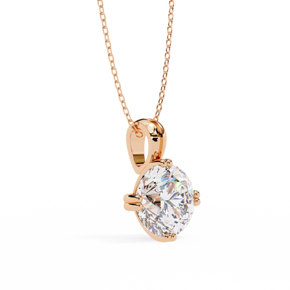2.00 CT Round Lab-Grown Diamond Double-Prong Solitaire Pendant Necklace in 14K Gold & Platinum