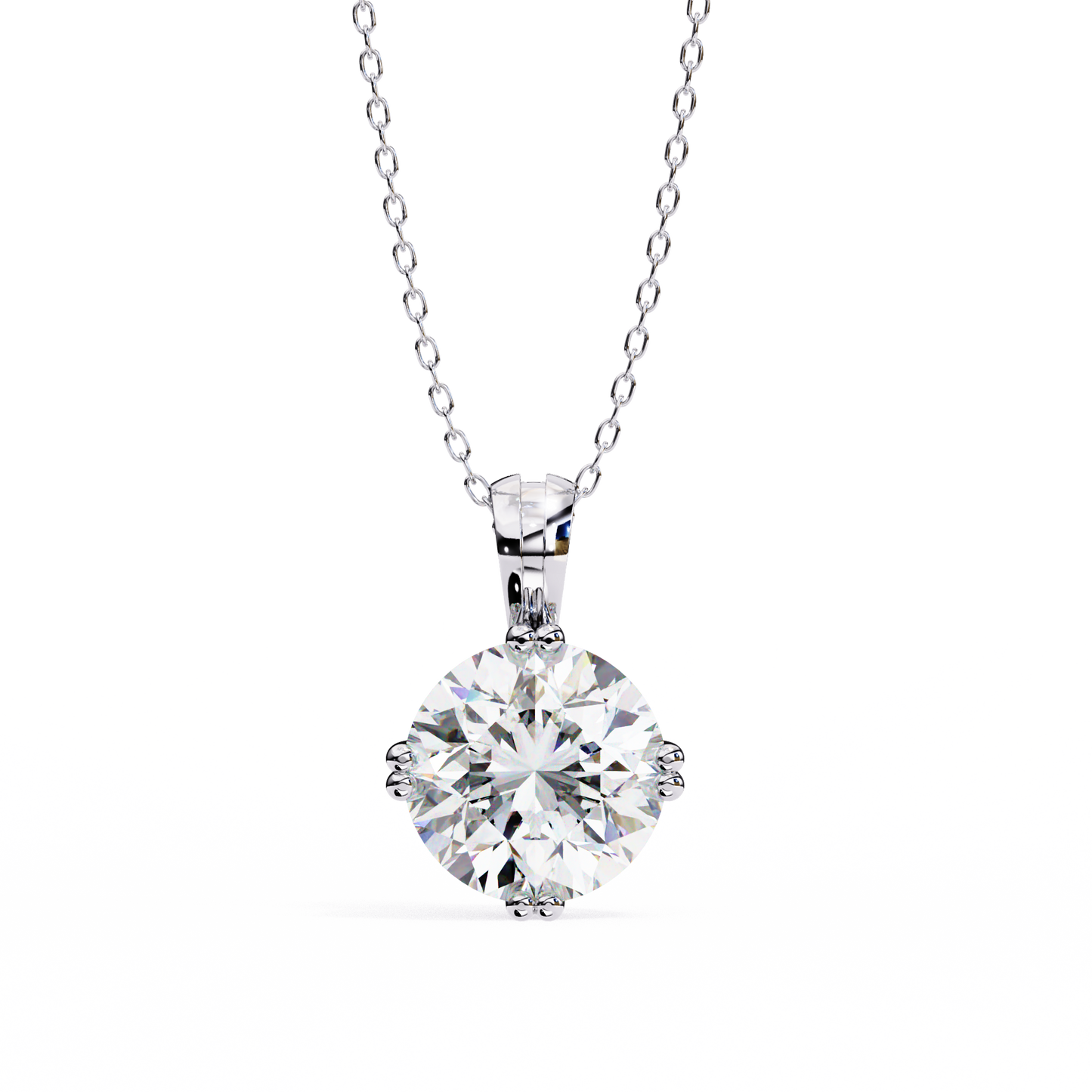 2.00 CT Round Lab-Grown Diamond Double-Prong Solitaire Pendant Necklace in 14K Gold & Platinum