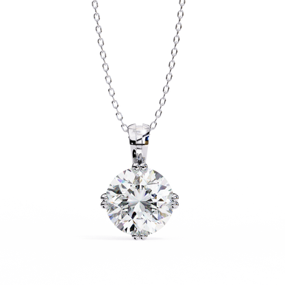 2.00 CT Round Lab-Grown Diamond Double-Prong Solitaire Pendant Necklace in 14K Gold & Platinum