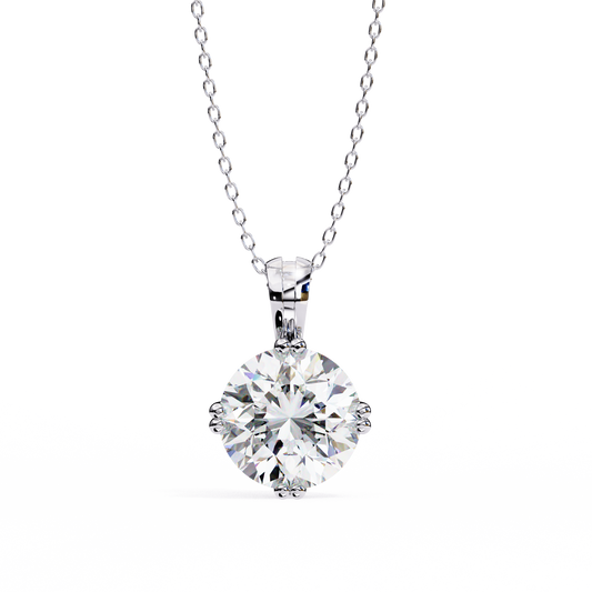2.00 CT Round Lab-Grown Diamond Double-Prong Solitaire Pendant Necklace in 14K Gold & Platinum