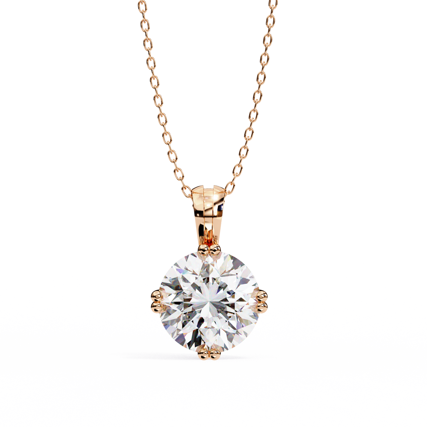 2.00 CT Round Lab-Grown Diamond Double-Prong Solitaire Pendant Necklace in 14K Gold & Platinum