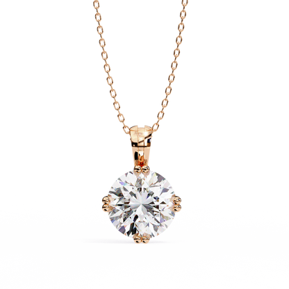 2.00 CT Round Lab-Grown Diamond Double-Prong Solitaire Pendant Necklace in 14K Gold & Platinum