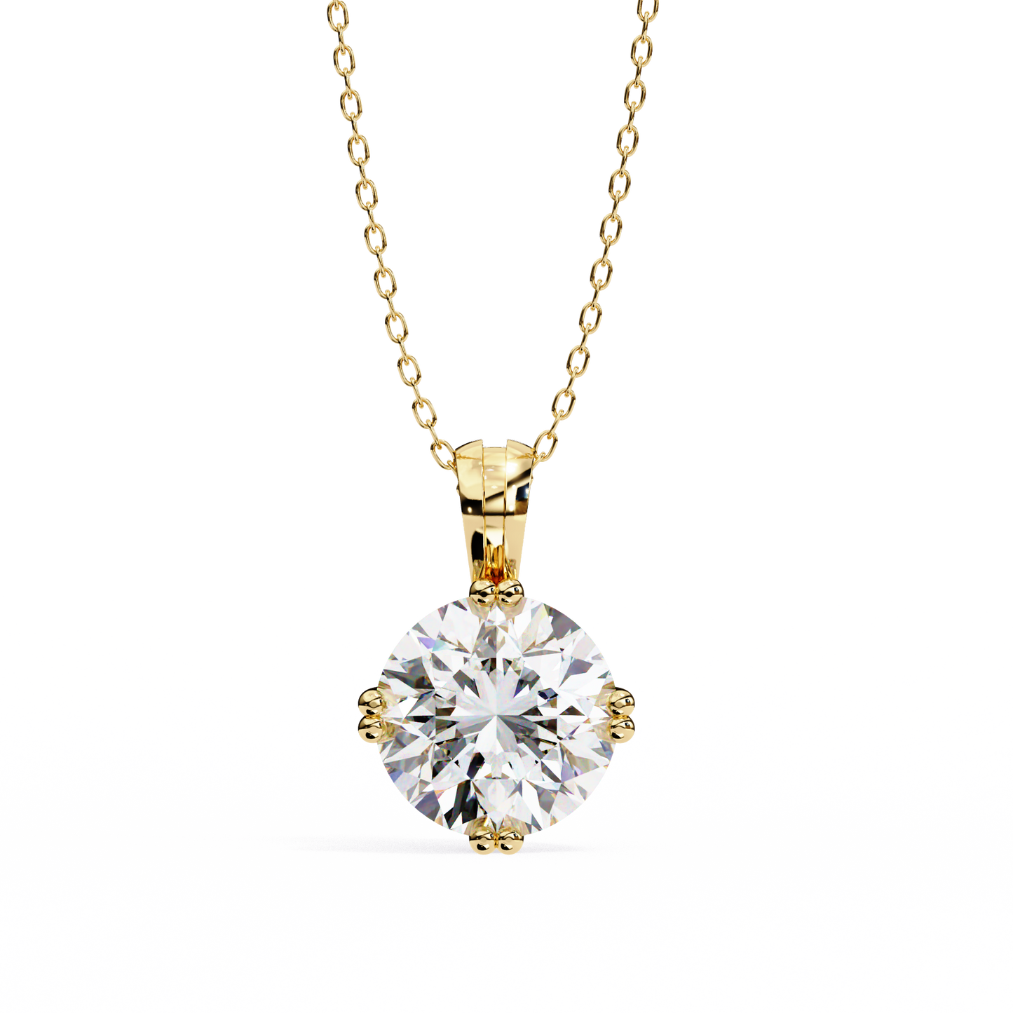 2.00 CT Round Lab-Grown Diamond Double-Prong Solitaire Pendant Necklace in 14K Gold & Platinum