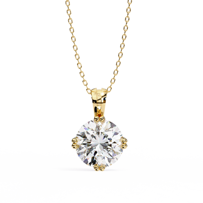 2.00 CT Round Lab-Grown Diamond Double-Prong Solitaire Pendant Necklace in 14K Gold & Platinum