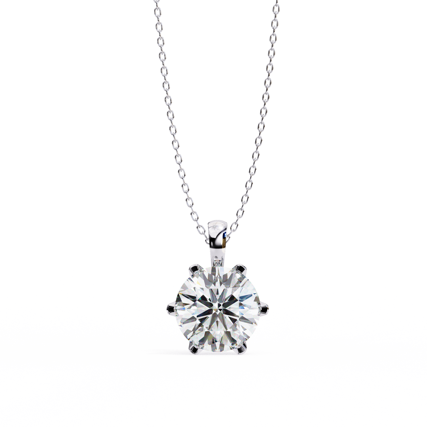 2.20 CT Round Lab-Grown Diamond Crown Solitaire Pendant Necklace in 14K Gold & Platinum