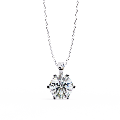 2.20 CT Round Lab-Grown Diamond Crown Solitaire Pendant Necklace in 14K Gold & Platinum
