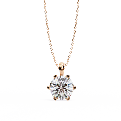 2.20 CT Round Lab-Grown Diamond Crown Solitaire Pendant Necklace in 14K Gold & Platinum