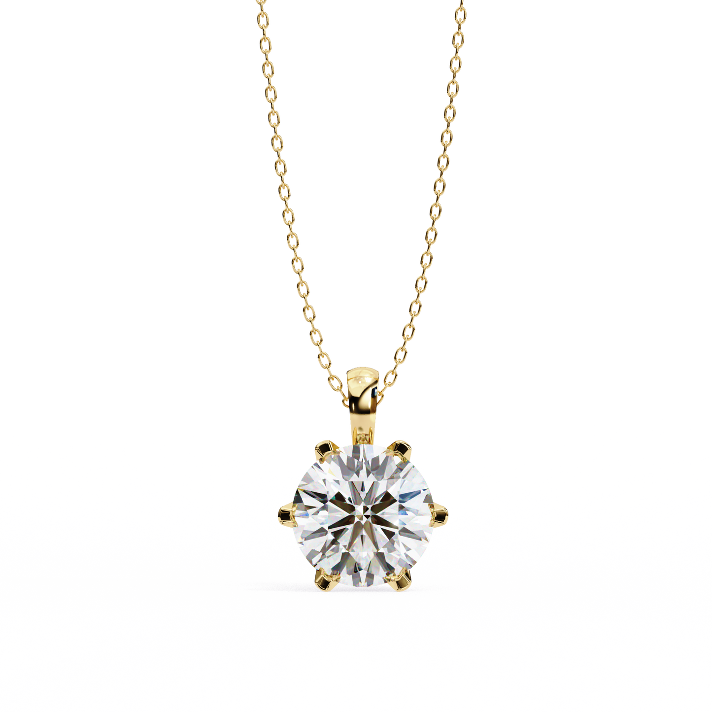 2.20 CT Round Lab-Grown Diamond Crown Solitaire Pendant Necklace in 14K Gold & Platinum