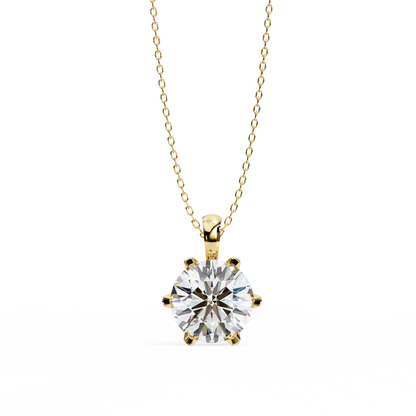 2.20 CT Round Lab-Grown Diamond Crown Solitaire Pendant Necklace in 14K Gold & Platinum