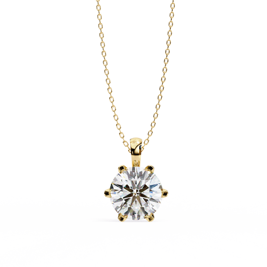 2.20 CT Round Lab-Grown Diamond Crown Solitaire Pendant Necklace in 14K Gold & Platinum