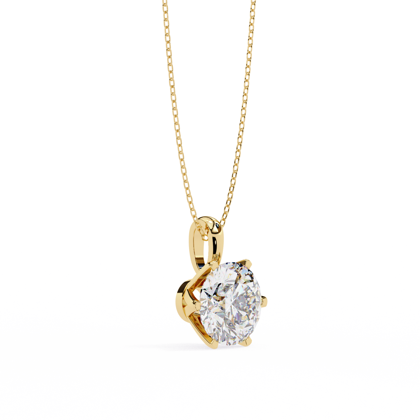 2.20 CT Round Lab-Grown Diamond Crown Solitaire Pendant Necklace in 14K Gold & Platinum