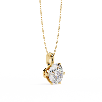 2.20 CT Round Lab-Grown Diamond Crown Solitaire Pendant Necklace in 14K Gold & Platinum