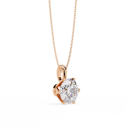 2.20 CT Round Lab-Grown Diamond Crown Solitaire Pendant Necklace in 14K Gold & Platinum