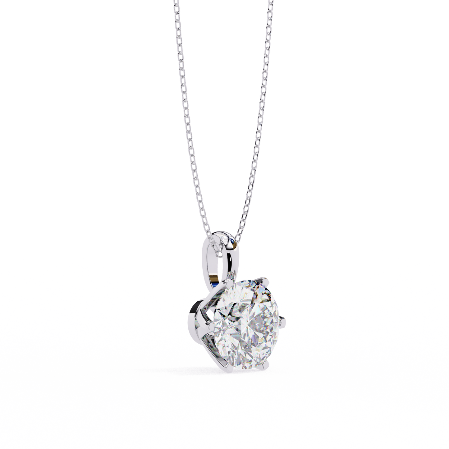 2.20 CT Round Lab-Grown Diamond Crown Solitaire Pendant Necklace in 14K Gold & Platinum