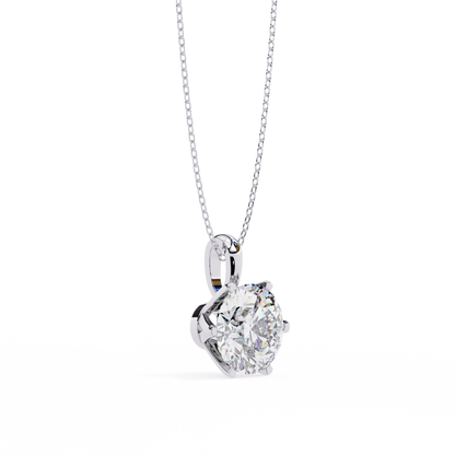 2.20 CT Round Lab-Grown Diamond Crown Solitaire Pendant Necklace in 14K Gold & Platinum