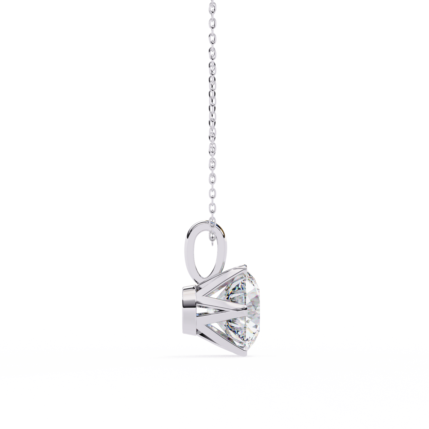 2.20 CT Round Lab-Grown Diamond Crown Solitaire Pendant Necklace in 14K Gold & Platinum