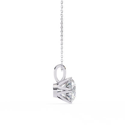 2.20 CT Round Lab-Grown Diamond Crown Solitaire Pendant Necklace in 14K Gold & Platinum
