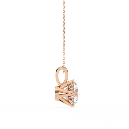 2.20 CT Round Lab-Grown Diamond Crown Solitaire Pendant Necklace in 14K Gold & Platinum