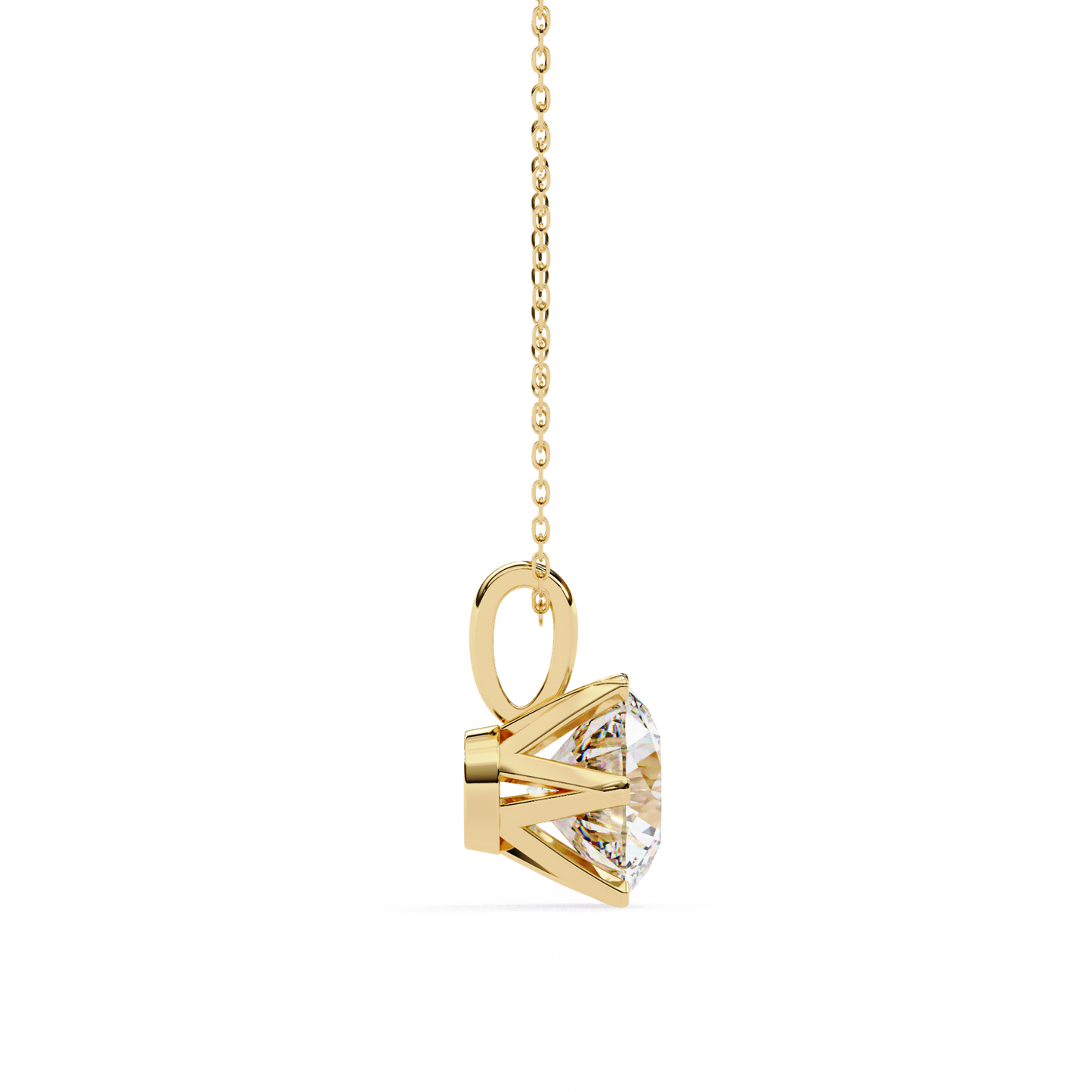 2.20 CT Round Lab-Grown Diamond Crown Solitaire Pendant Necklace in 14K Gold & Platinum