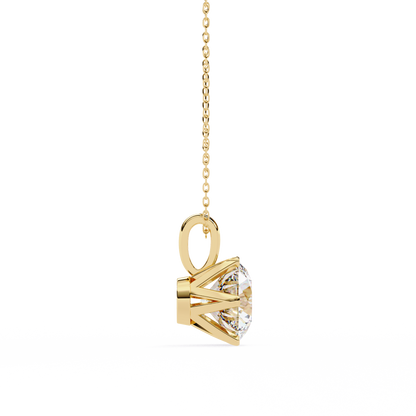 2.20 CT Round Lab-Grown Diamond Crown Solitaire Pendant Necklace in 14K Gold & Platinum
