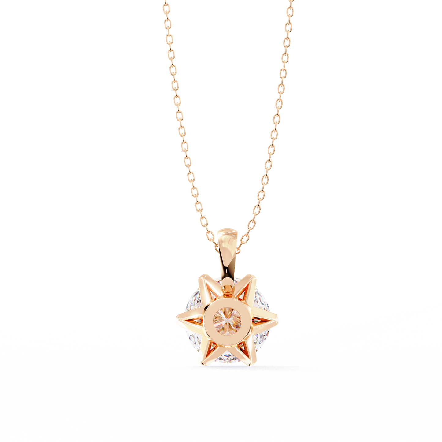 2.20 CT Round Lab-Grown Diamond Crown Solitaire Pendant Necklace in 14K Gold & Platinum