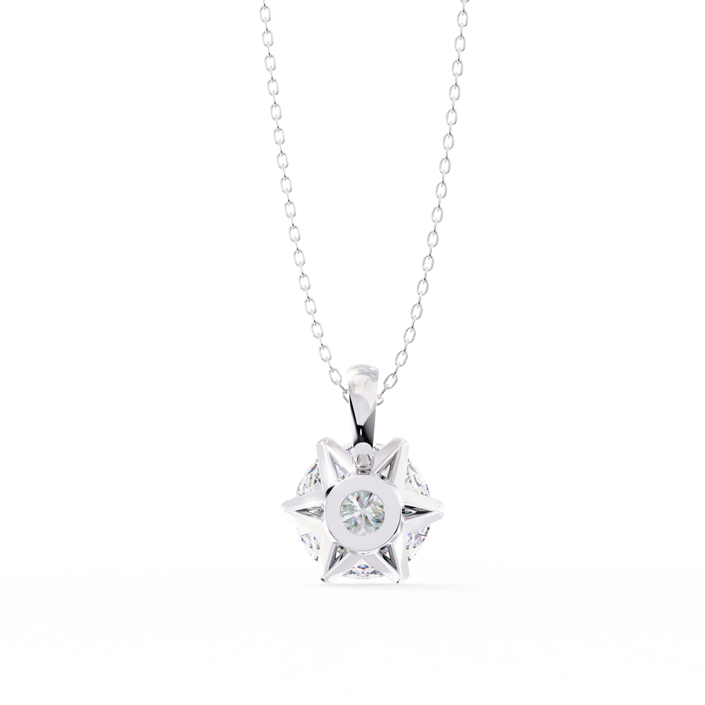 2.20 CT Round Lab-Grown Diamond Crown Solitaire Pendant Necklace in 14K Gold & Platinum