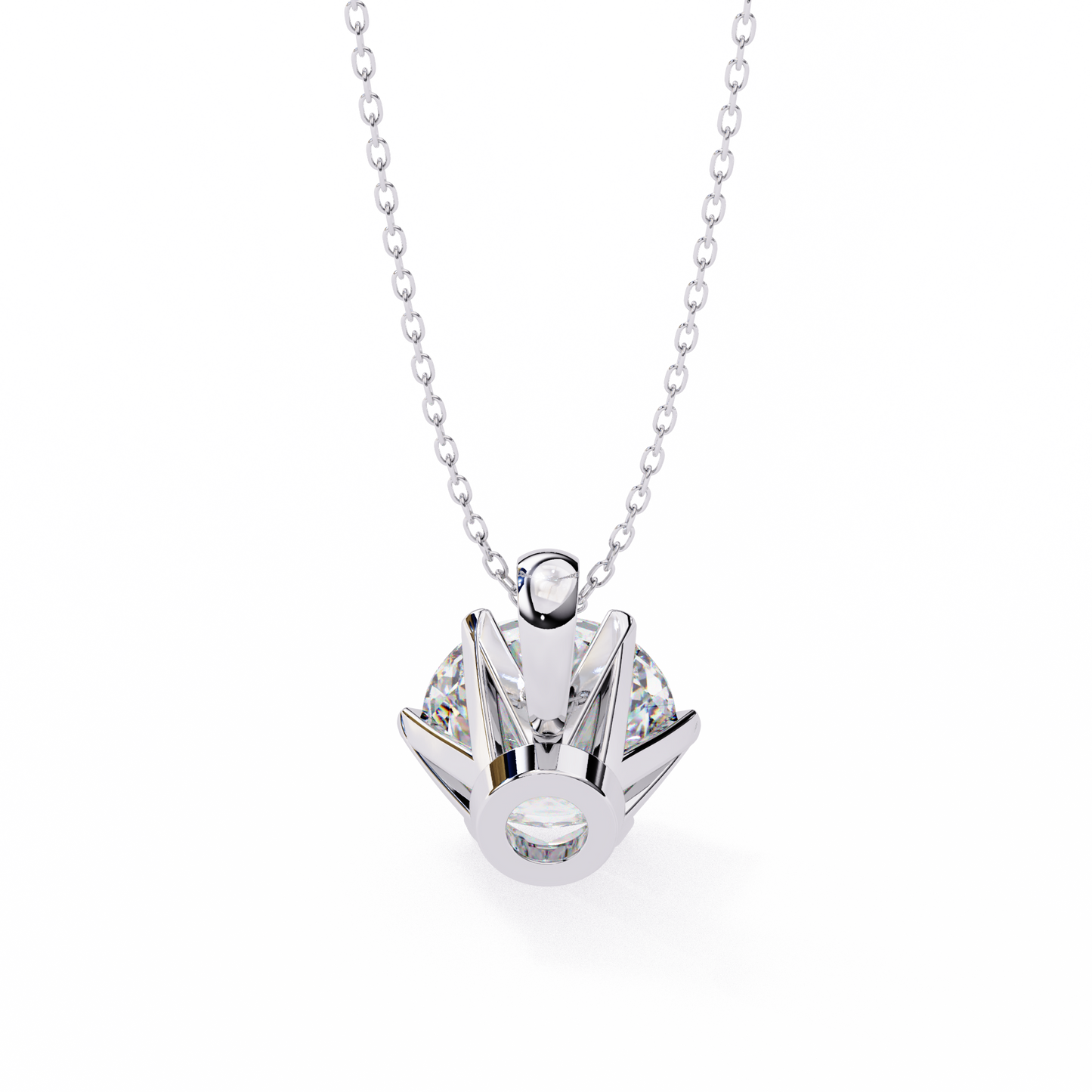 2.20 CT Round Lab-Grown Diamond Crown Solitaire Pendant Necklace in 14K Gold & Platinum