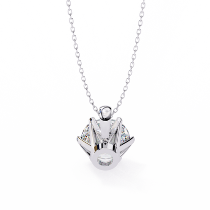 2.20 CT Round Lab-Grown Diamond Crown Solitaire Pendant Necklace in 14K Gold & Platinum
