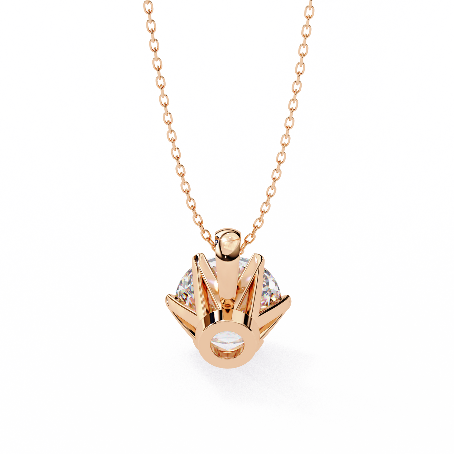 2.20 CT Round Lab-Grown Diamond Crown Solitaire Pendant Necklace in 14K Gold & Platinum