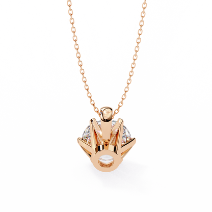 2.20 CT Round Lab-Grown Diamond Crown Solitaire Pendant Necklace in 14K Gold & Platinum