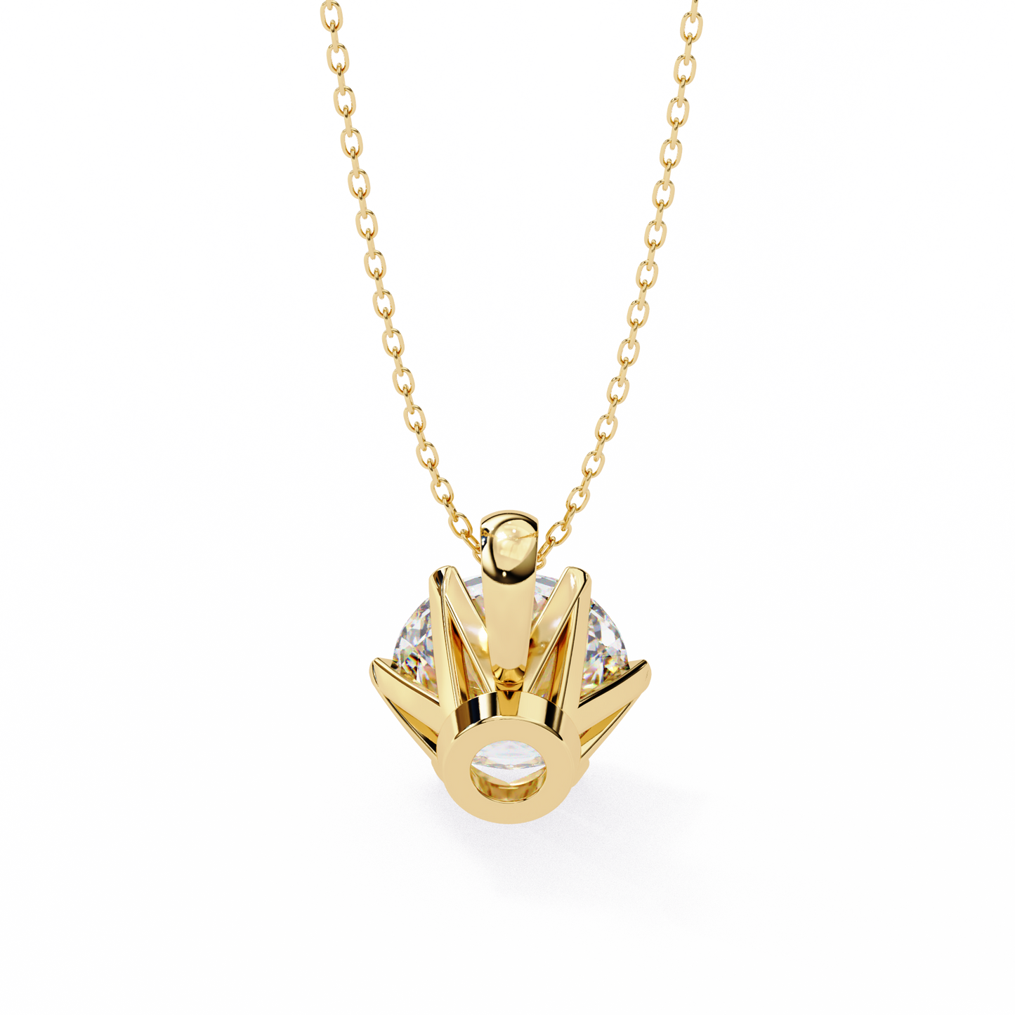 2.20 CT Round Lab-Grown Diamond Crown Solitaire Pendant Necklace in 14K Gold & Platinum