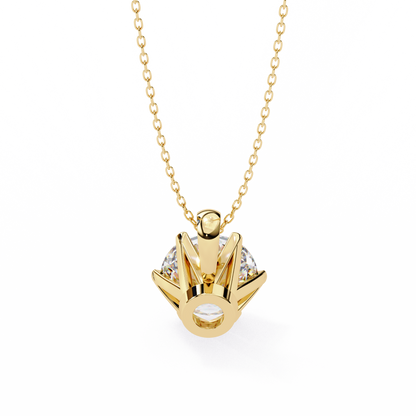 2.20 CT Round Lab-Grown Diamond Crown Solitaire Pendant Necklace in 14K Gold & Platinum