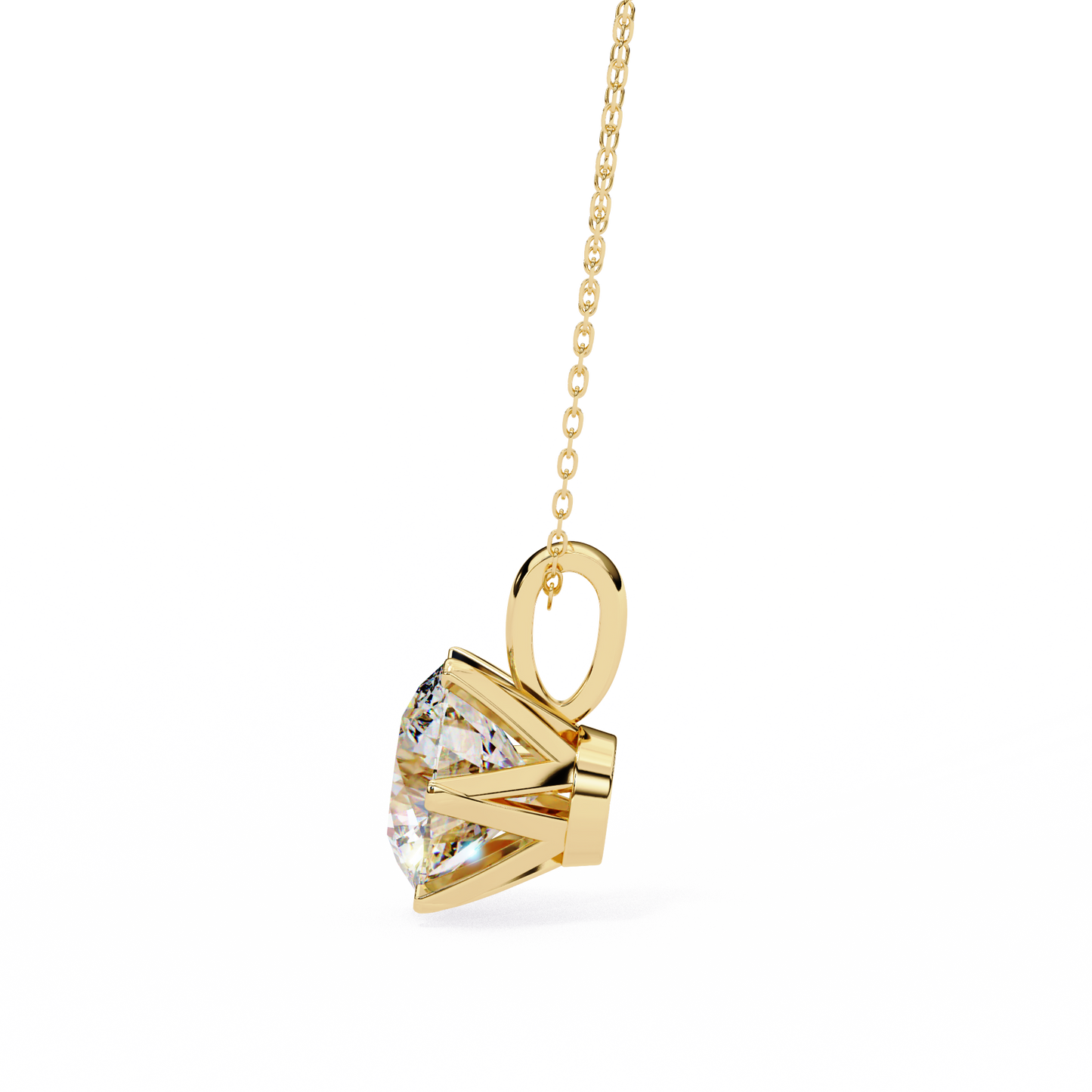 2.20 CT Round Lab-Grown Diamond Crown Solitaire Pendant Necklace in 14K Gold & Platinum