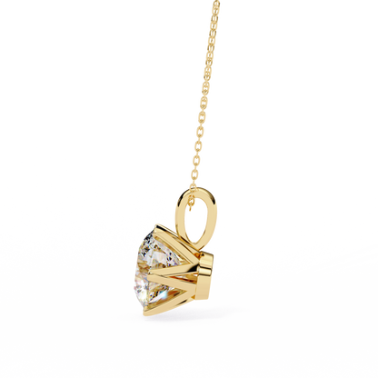 2.20 CT Round Lab-Grown Diamond Crown Solitaire Pendant Necklace in 14K Gold & Platinum