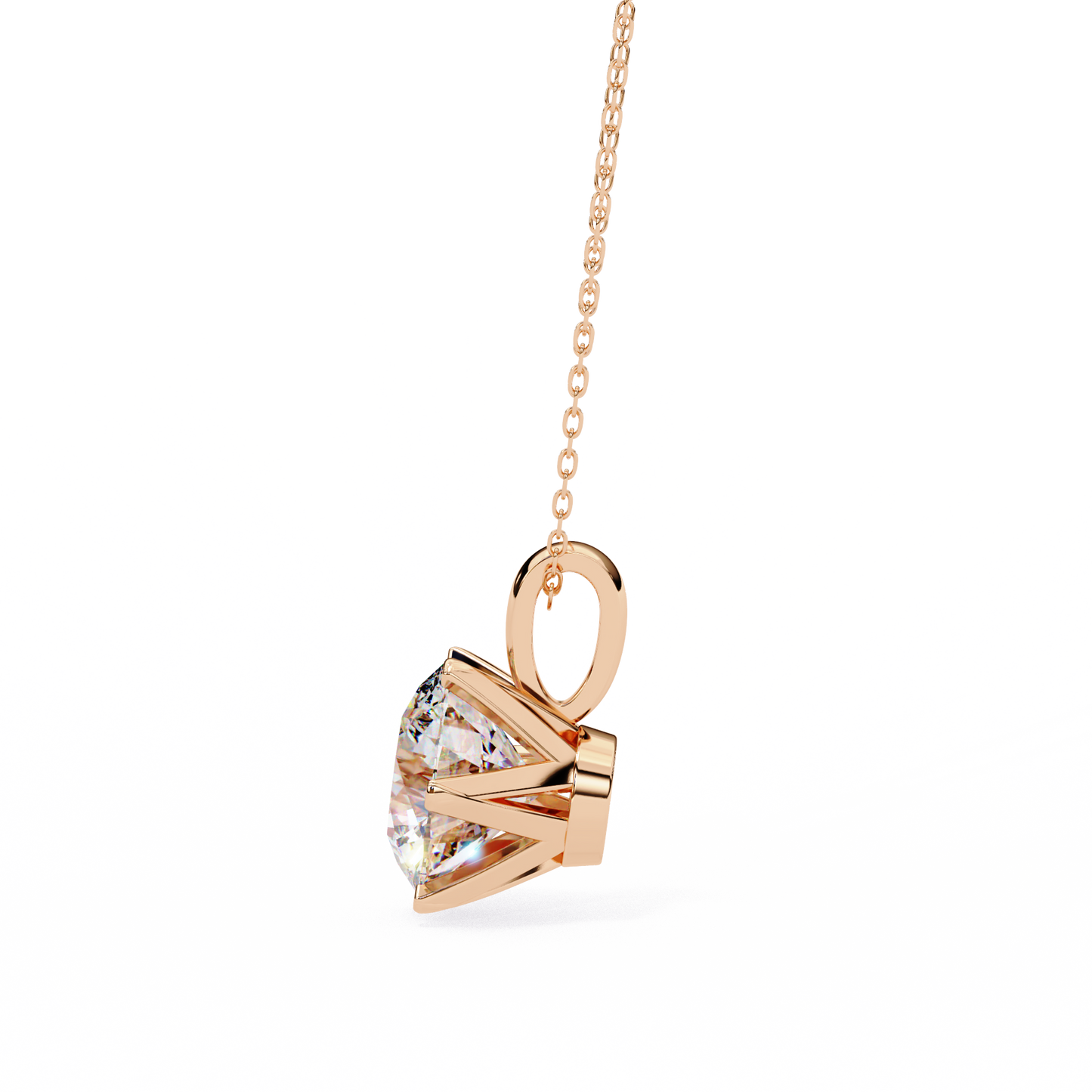2.20 CT Round Lab-Grown Diamond Crown Solitaire Pendant Necklace in 14K Gold & Platinum