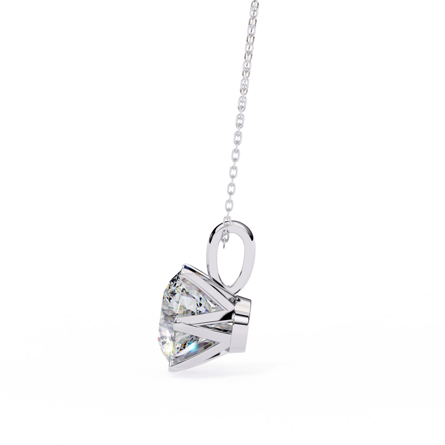 2.20 CT Round Lab-Grown Diamond Crown Solitaire Pendant Necklace in 14K Gold & Platinum