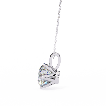 2.20 CT Round Lab-Grown Diamond Crown Solitaire Pendant Necklace in 14K Gold & Platinum