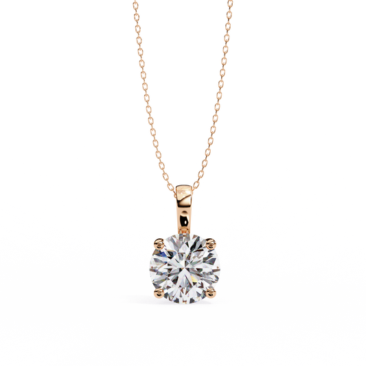 3.00 CT Cushion-Cut Lab-Grown Diamond Fleur-de-Lis Filigree Pendant Necklace in 14K Gold & Platinum